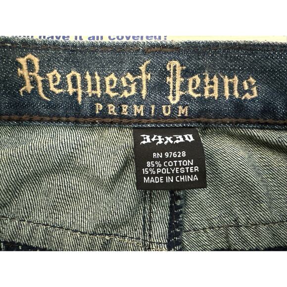 Request Jeans Premium Flap Pockets Mens Jeans 34x30 - Picture 8 of 11